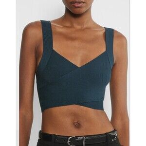 Aritzia Babaton XL Sculpt Knit Greek Tank Navy Blue Ribbed Shape Wear Boho Chic